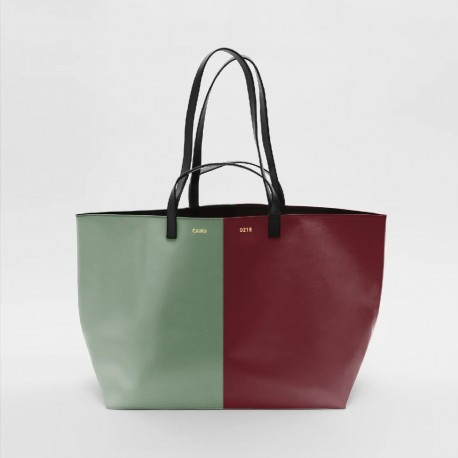 CAHU CABAS M BURGUNDY/GRASS...