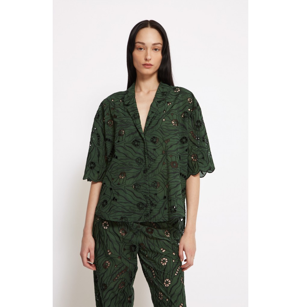 ROMEO CHEMISE VERT MOTIF...