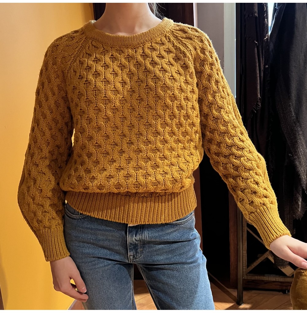 NOREEN Cable sweater ochre...