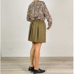 Pleated short skirt houndstooth Manoir Chan Roseanna