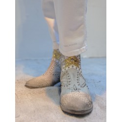 STRATEGIA Boots white stain with Cuban heel and fancy nails