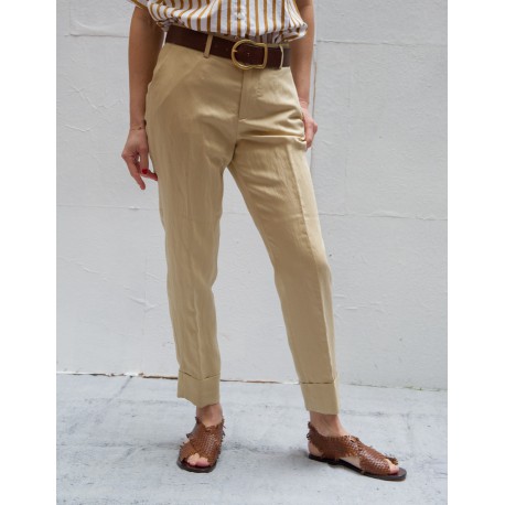 CLOSED STEWART Beige pleat & turn up pants